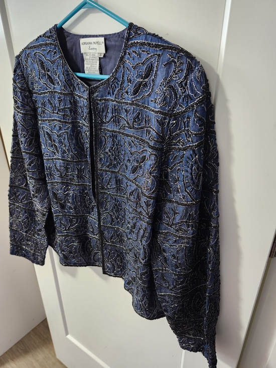 Adrianna Papell Jackets & Blazers - Adrianna Papell Beaded Navy Evening  Jacket